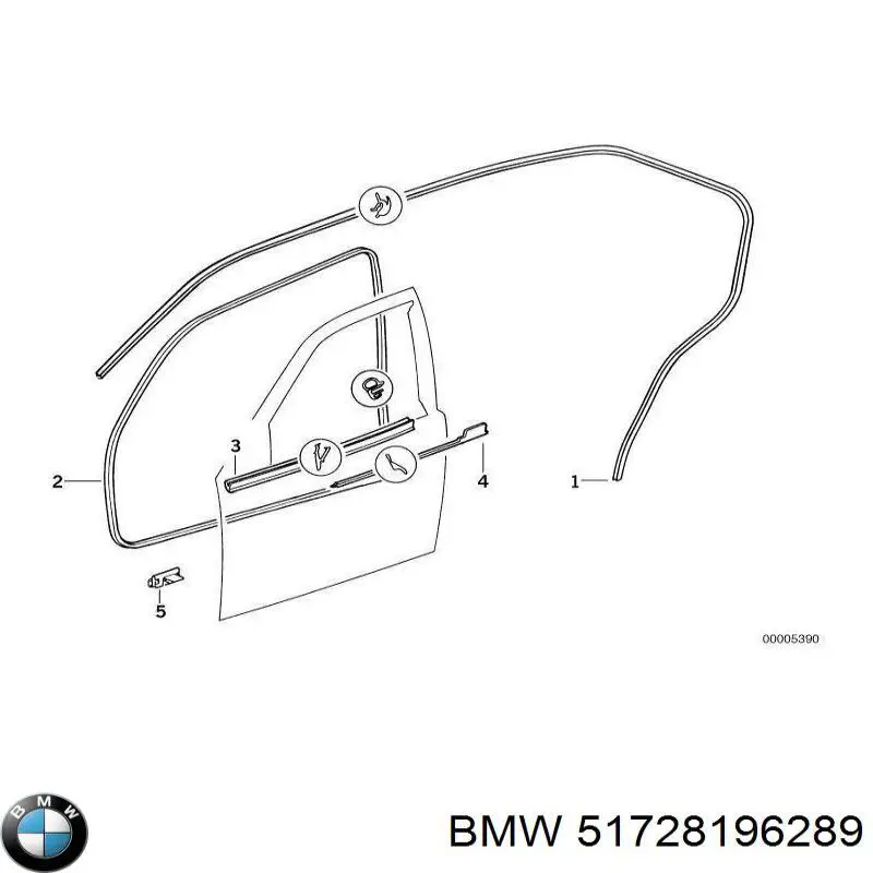 51728196289 BMW уплотнитель двери передней (на кузове)