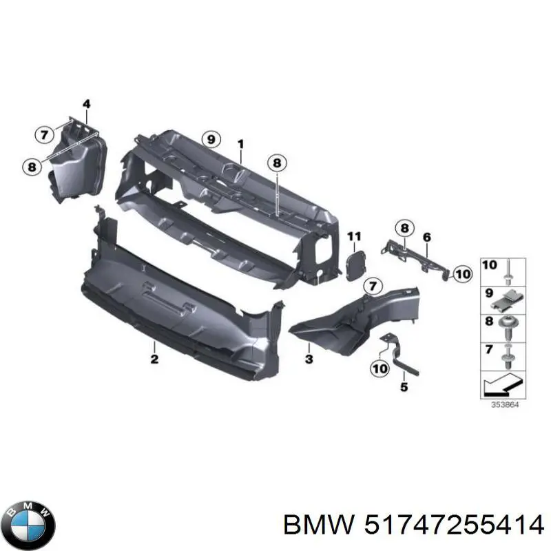 Воздуховод (дефлектор) радиатора нижний BMW 51747255414