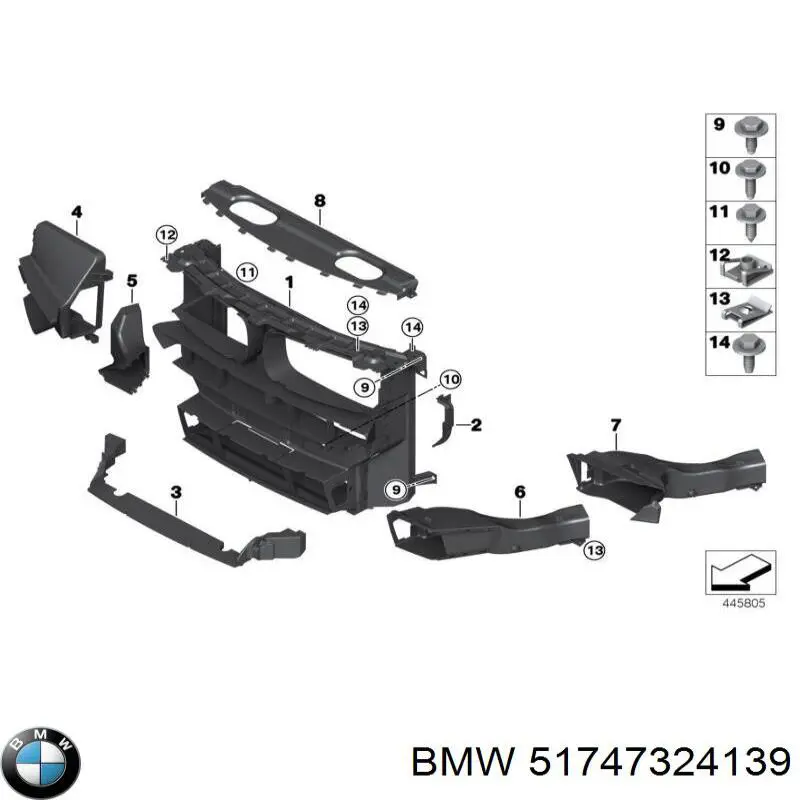 51747324139 BMW воздуховод (дефлектор радиатора левый)