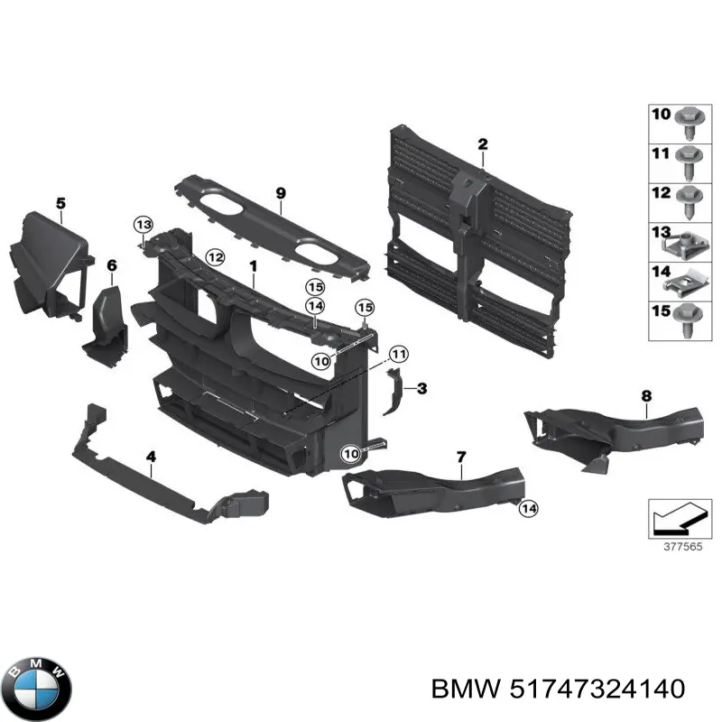 Правый дефлектор радиатора 51747324140 BMW