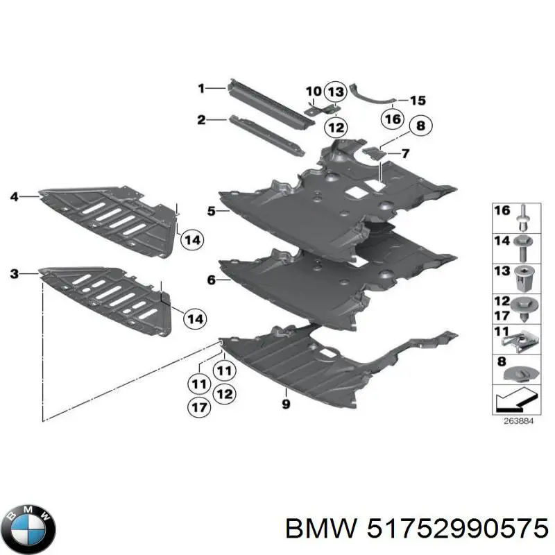 Захист двигуна, піддона (моторного відсіку) 51752990575 BMW