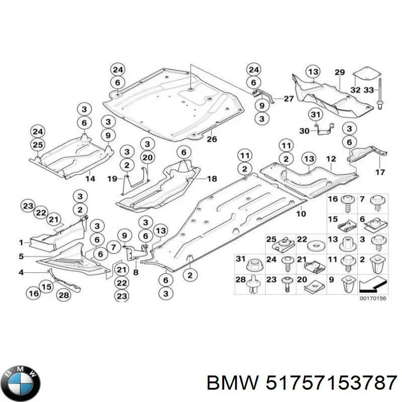 Защита двигателя левая на BMW 7 (E65,66) купить.