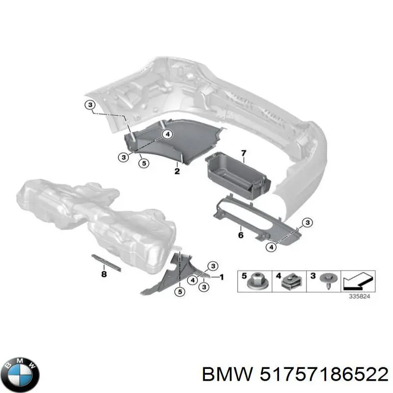 51757186522 BMW proteção do pára-choque traseiro