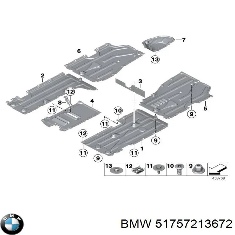 Захист днища передній правий 51757213672 BMW