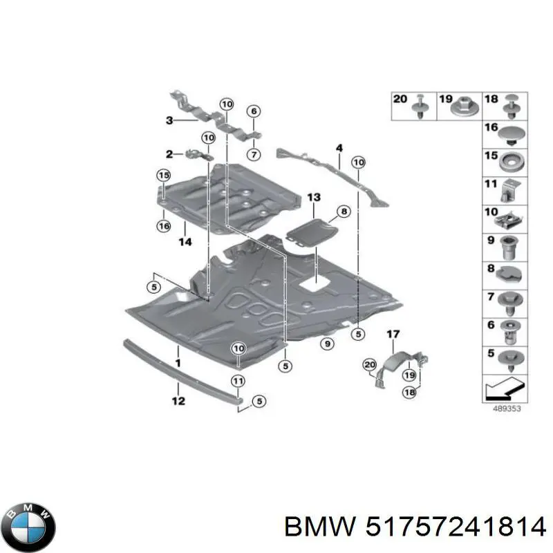 Protección motor /empotramiento 51757241814 BMW