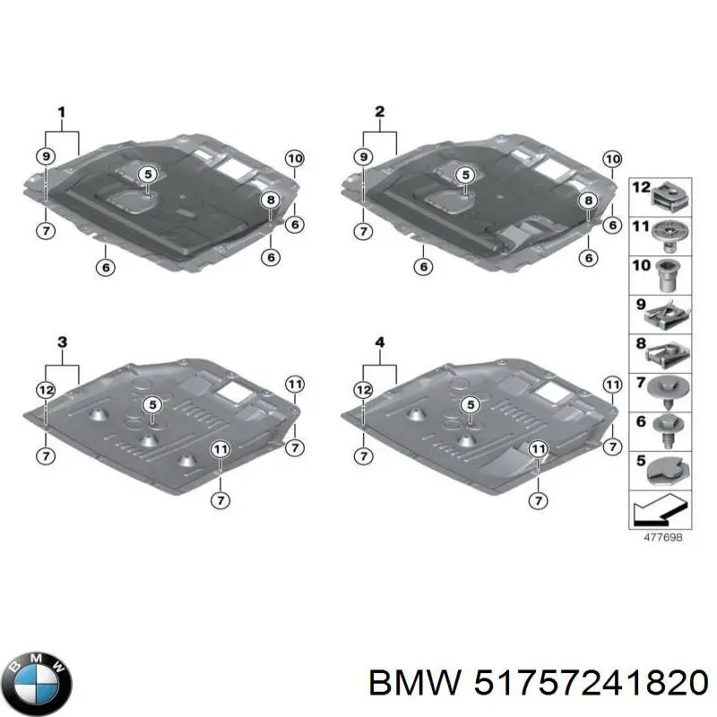 Купить 51757241820 BMW Кронштейн крепления защиты двигателя