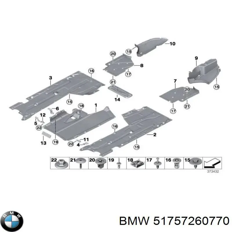 Купить 51757260770 BMW Защита днища задняя правая