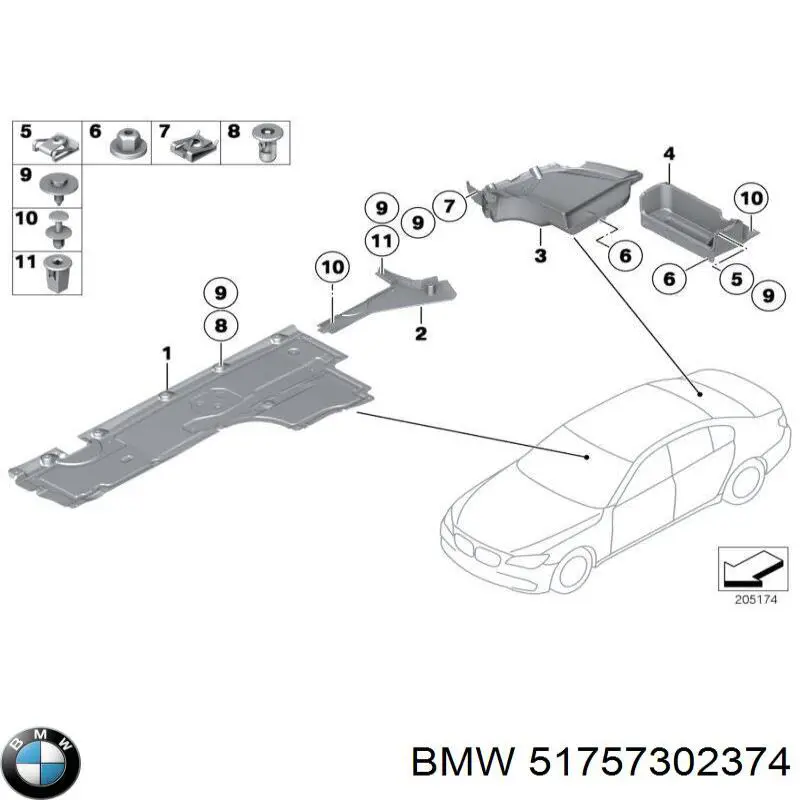 Защита днища, топливного бака BMW 51757302374 цена, от 19.00 USD