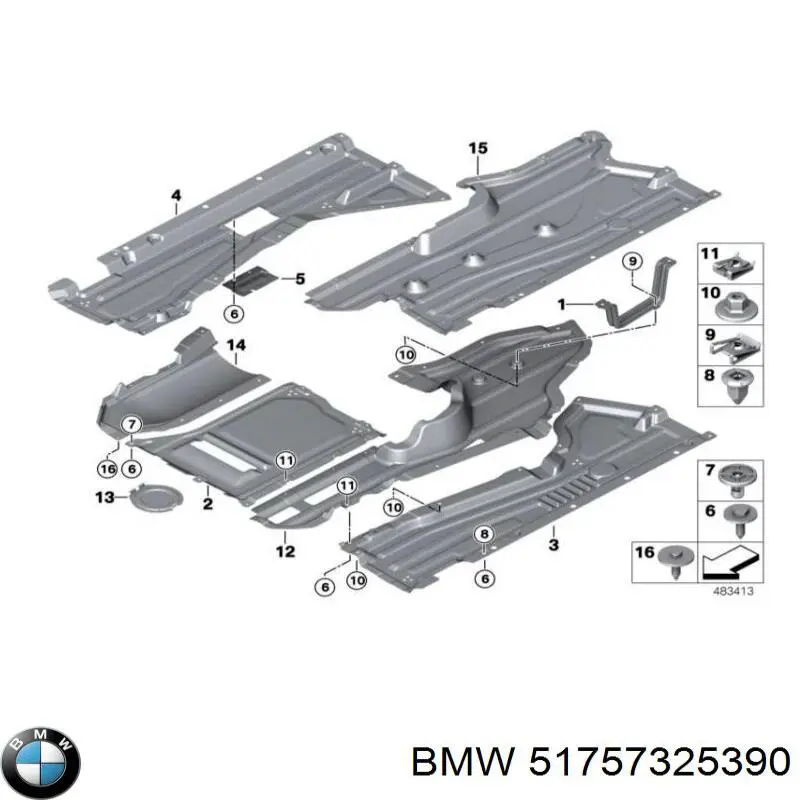 Защита днища передняя левая 51757325390 BMW