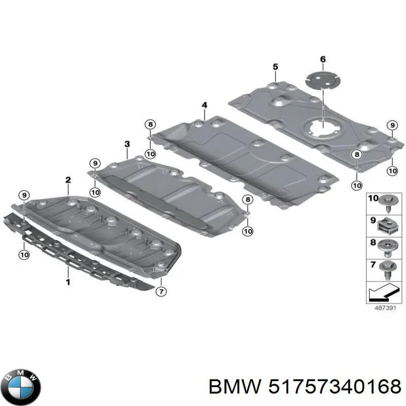 Protección motor delantera 51757340168 BMW