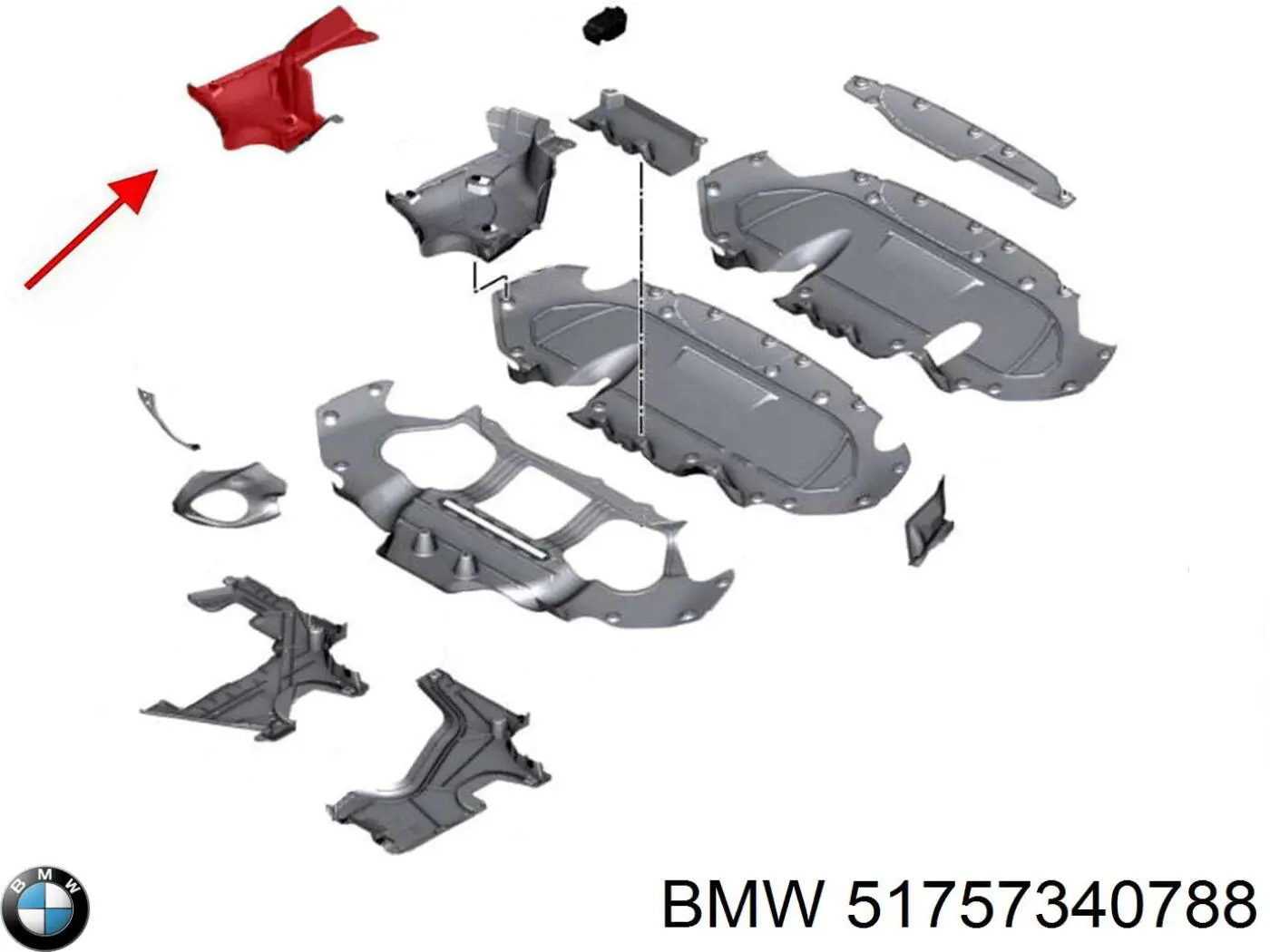 Защита днища задняя правая BMW 51757340788 цена, от 1222.10 UAH
