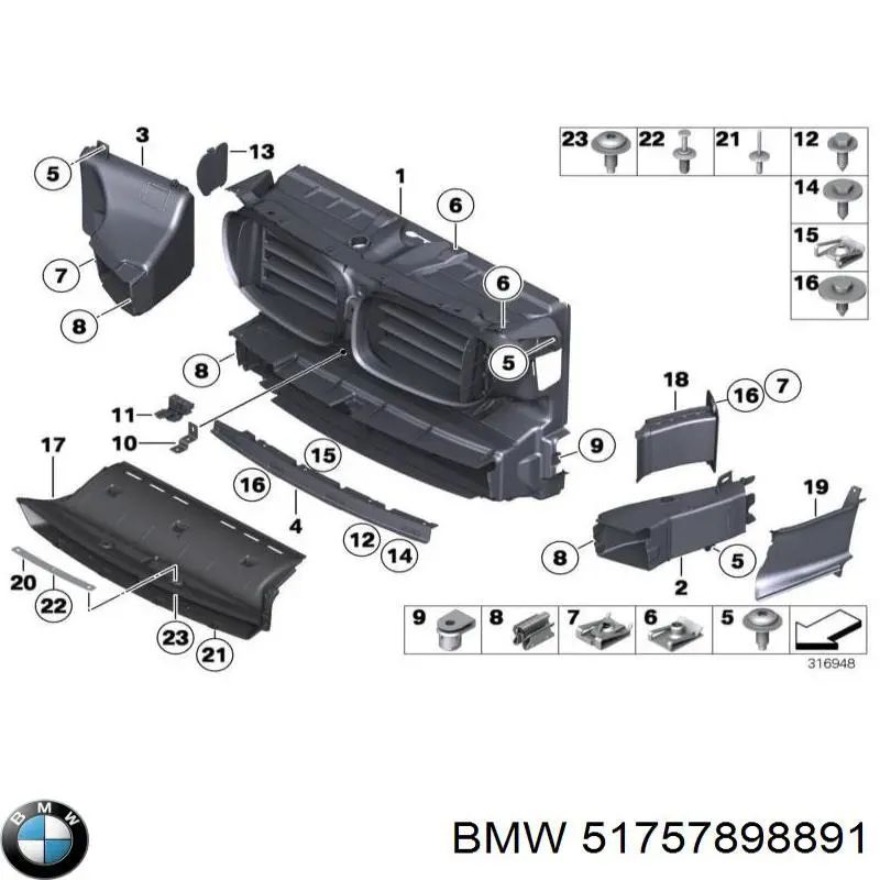 Защита бампера переднего левая BMW 51757898891 цена, от 31.04 USD