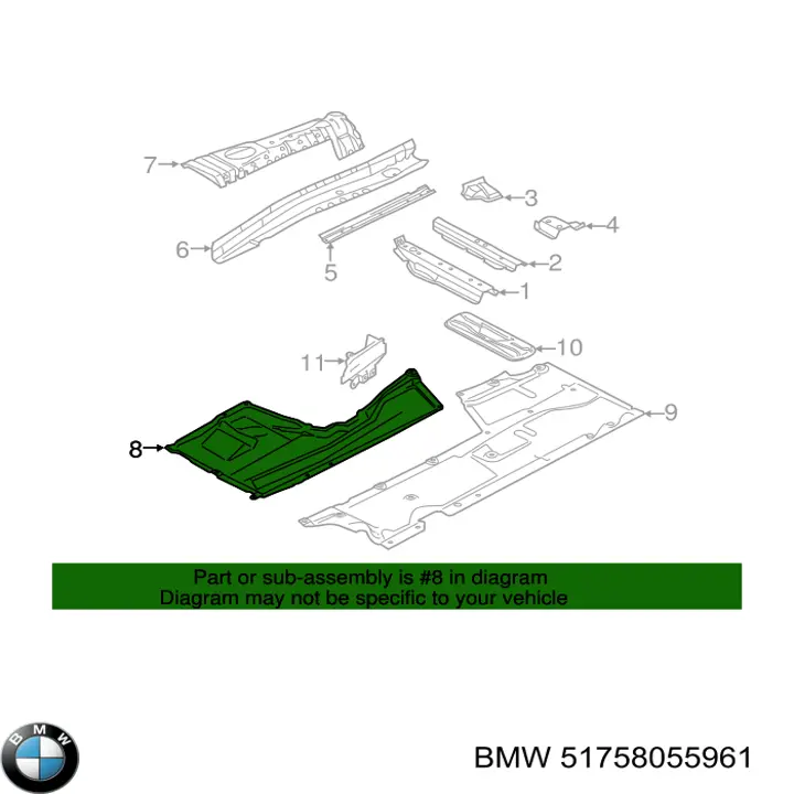Защита днища, средняя часть BMW 51758055961 цена, от 221.92 USD