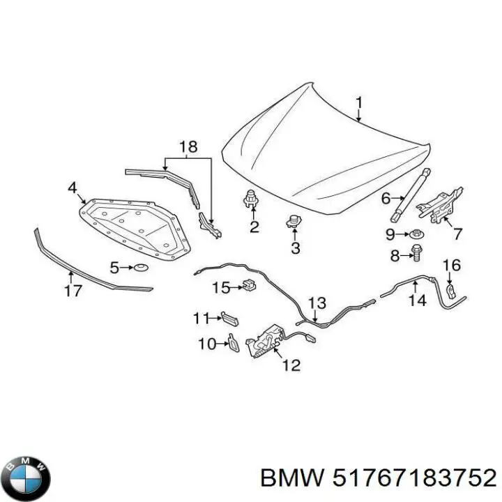 Буфер (отбойник) капота 7183752 BMW