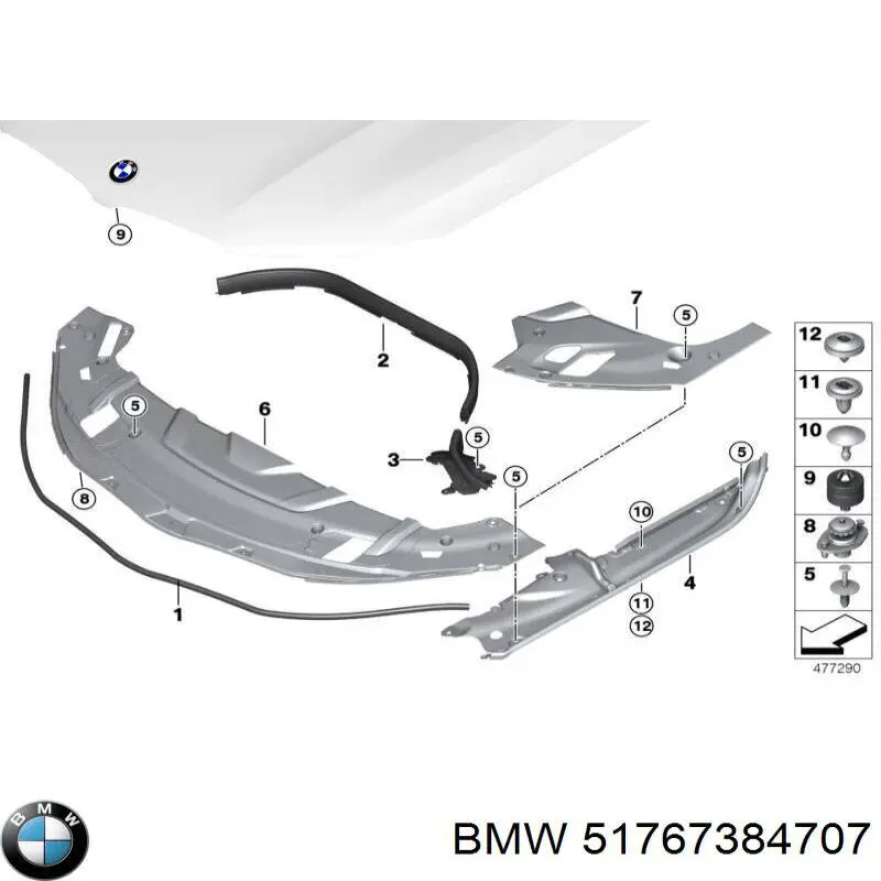 Накладка передней панели (суппорта радиатора) верхняя на BMW 7 (G11, G12) купить.