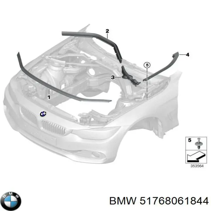 Уплотнитель крыла 51768061844 BMW