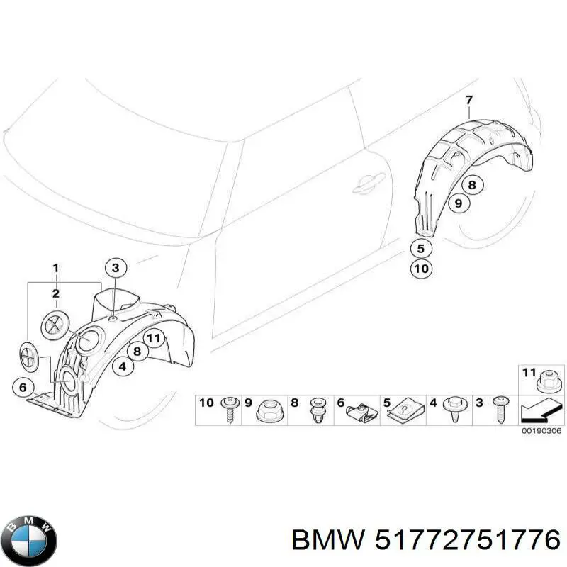 Купить 51772751776 BMW Лючок подкрылка переднего левого
