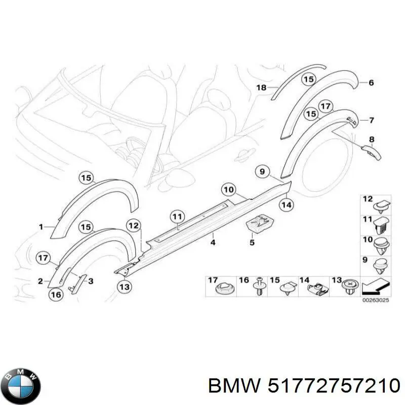 Расширитель (накладка) арки переднего крыла правый 51772757210 BMW