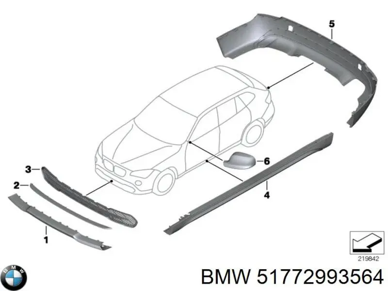 Накладка (молдинг) порога наружная правая BMW 51772993564