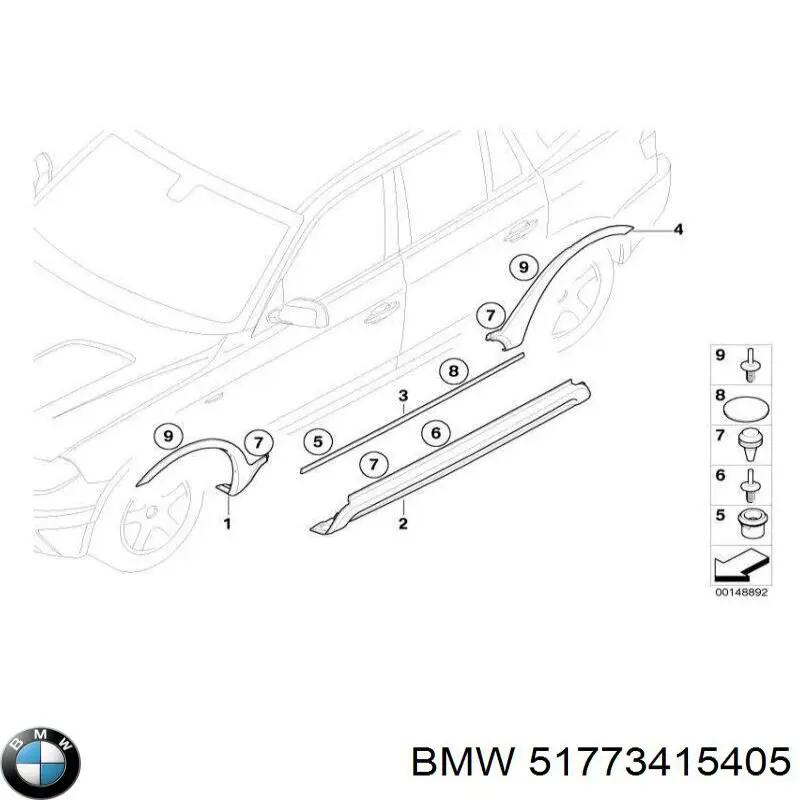Молдинг арки колеса заднего, левый BMW 51773415405 цена, от 114.02 USD