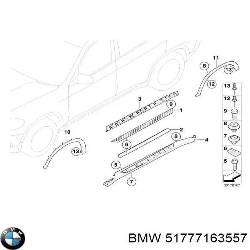 51777163557 BMW расширитель (накладка арки переднего крыла левый)
