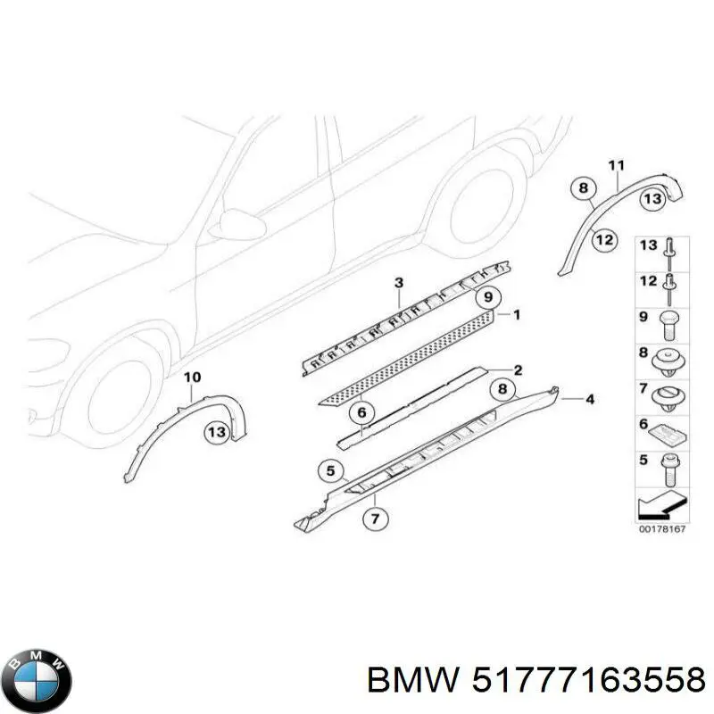51777163558 BMW расширитель (накладка арки переднего крыла правый)