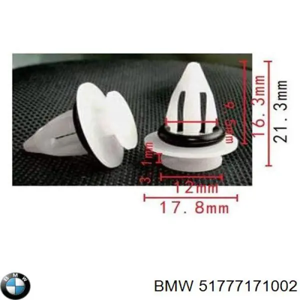 Пистон (клип) крепления подкрылка переднего крыла BMW 51777171002