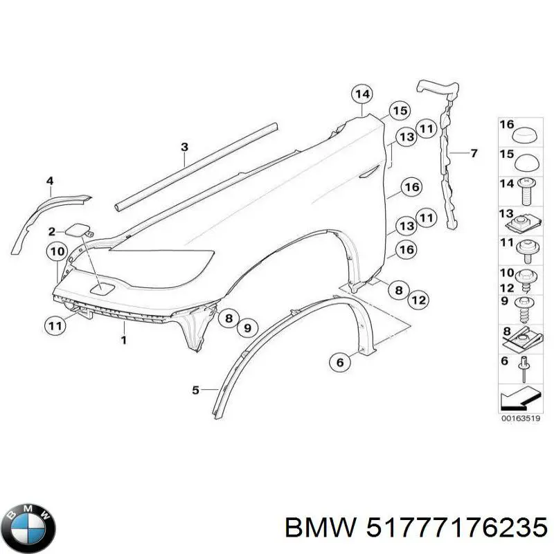 Расширитель (накладка) арки переднего крыла левый BMW 51777176235 цена, от 20.38 USD