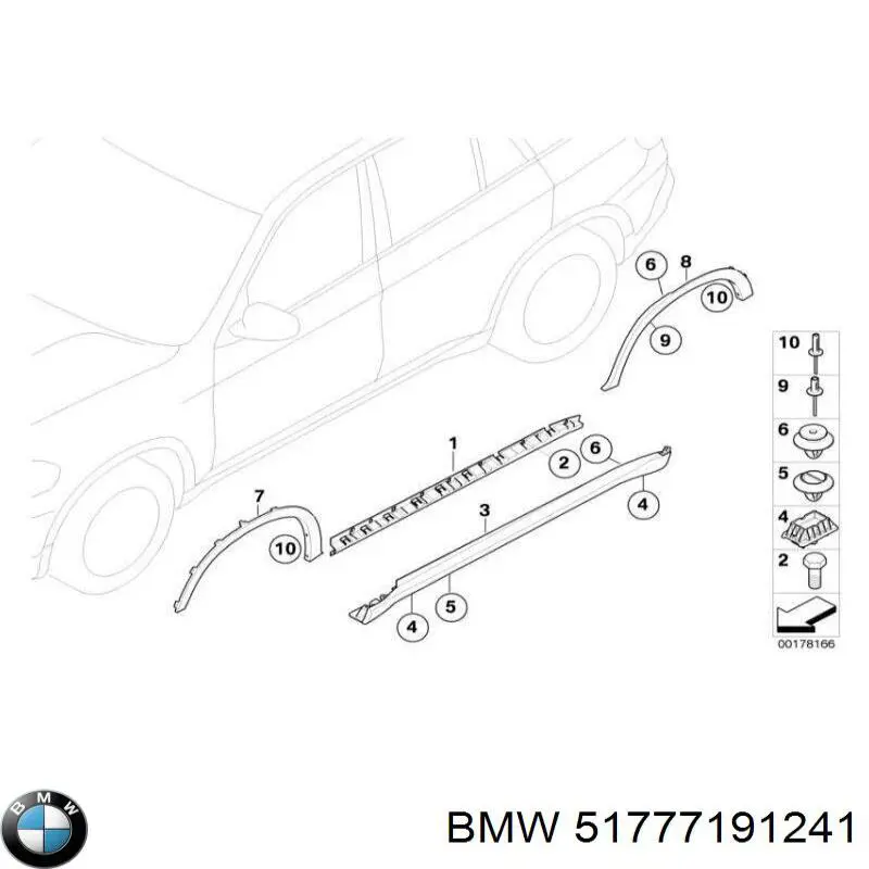 Накладка (молдинг) порога наружная левая на BMW X5 (E70) купить.