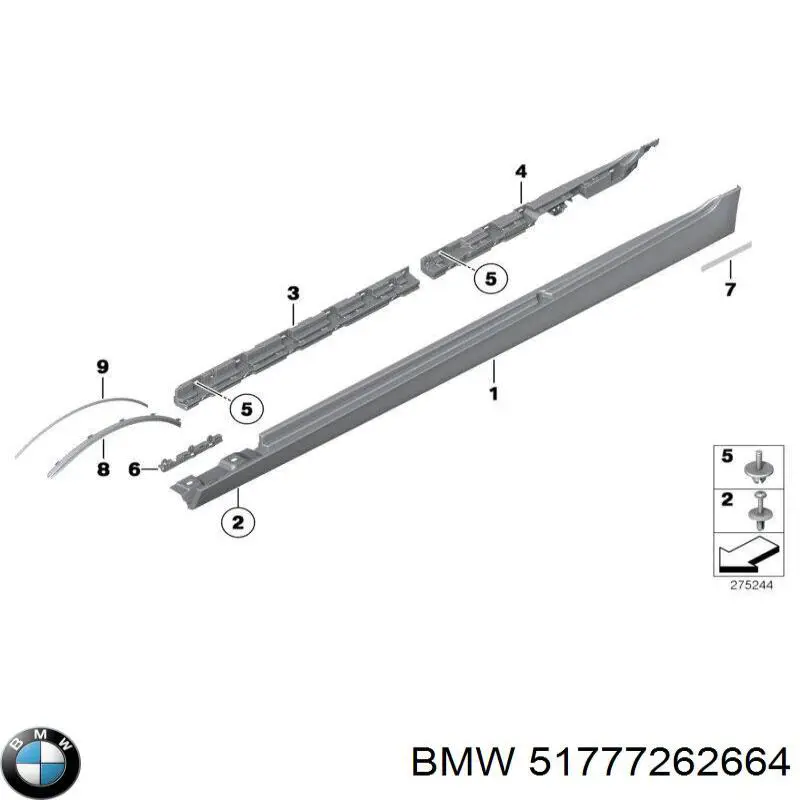 Порог внешний правый на BMW 5 (F11) купить.