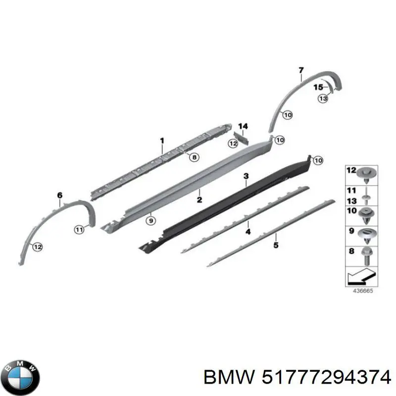 Расширитель (накладка) арки переднего крыла правый BMW 51777294374