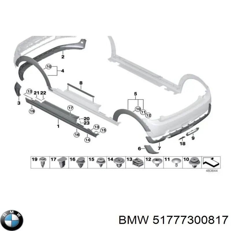 Накладка (молдинг) порога наружная левая BMW 51777300817 цена, от 63.35 USD