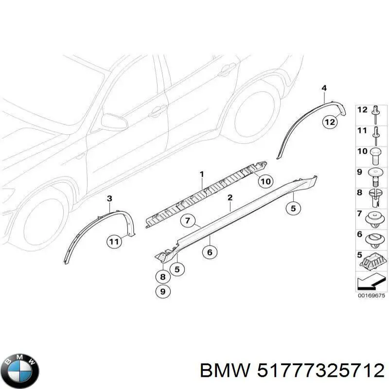 51777325712 BMW накладка (молдинг порога наружная правая)