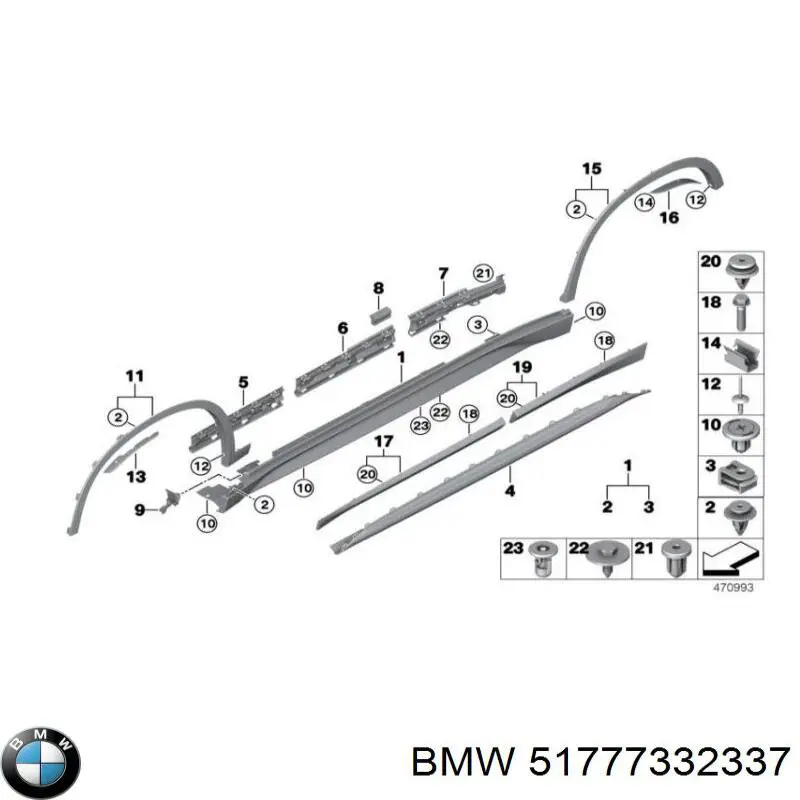 Expansor (placa sobreposta) de arco do pára-lama dianteiro esquerdo para BMW X1 (F48)
