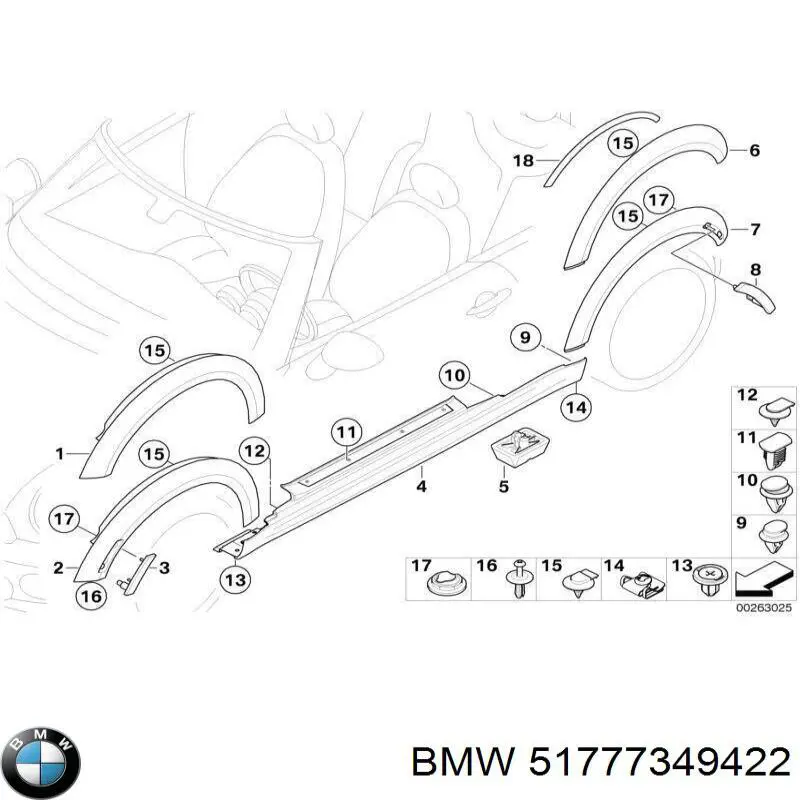 Расширитель (накладка) арки переднего крыла правый BMW 51777349422