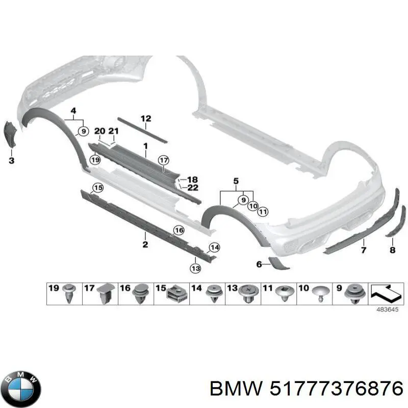 Купить 51777376876 BMW Молдинг арки колеса заднего, правый