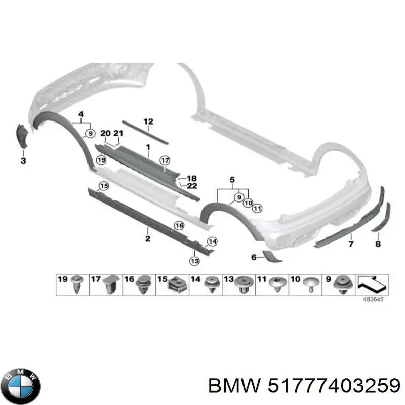 Купить 51777403259 BMW Расширитель переднего крыла, левый