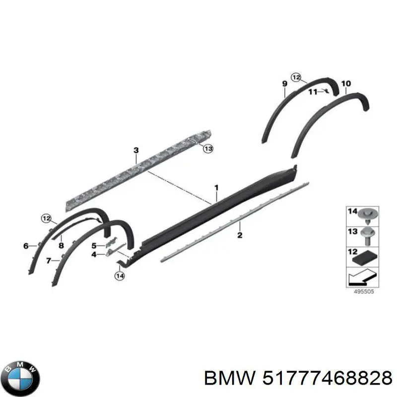 Молдинг задней арки крыла, правый BMW 51777468828 цена, от 62.15 USD