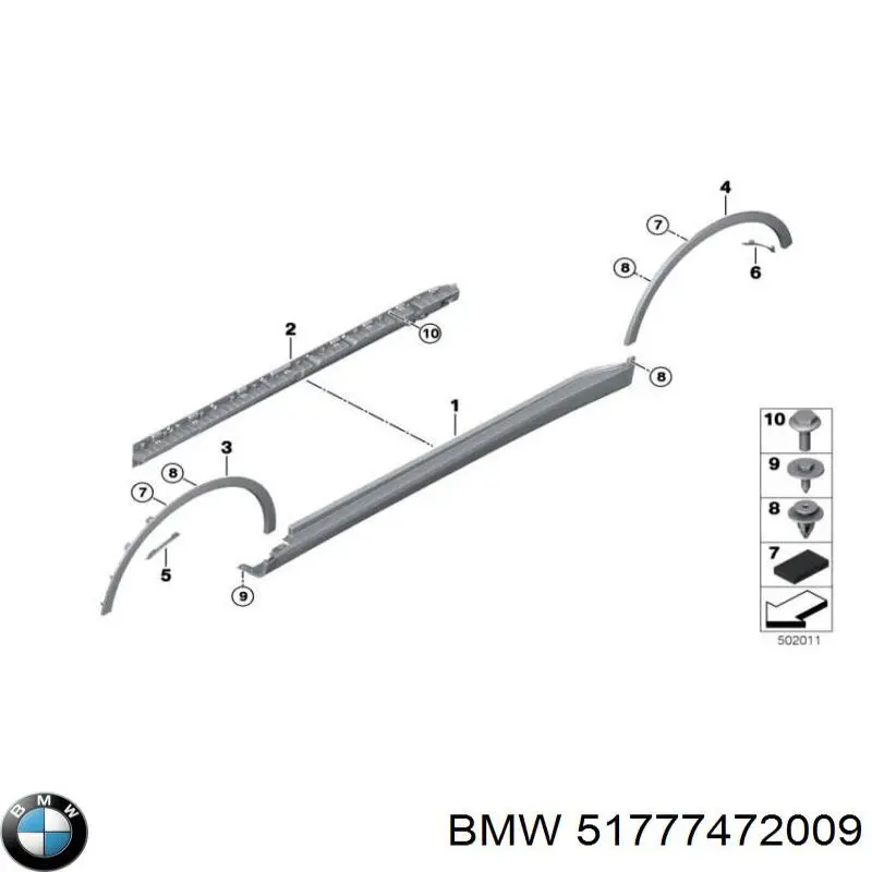 51777472009 BMW Расширитель (накладка) арки заднего крыла левый