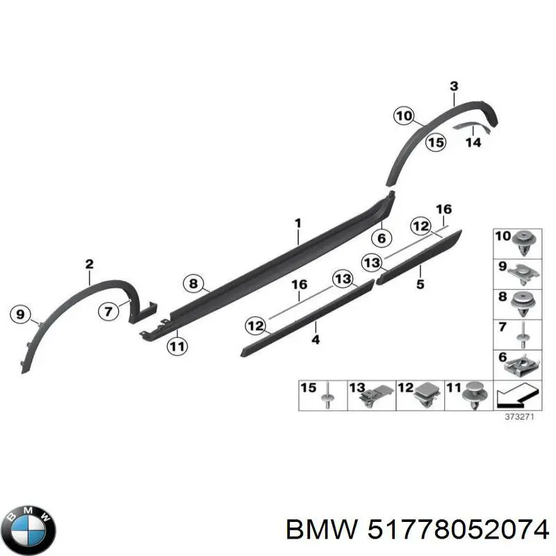 Расширитель (накладка) арки переднего крыла правый 51778052074 BMW