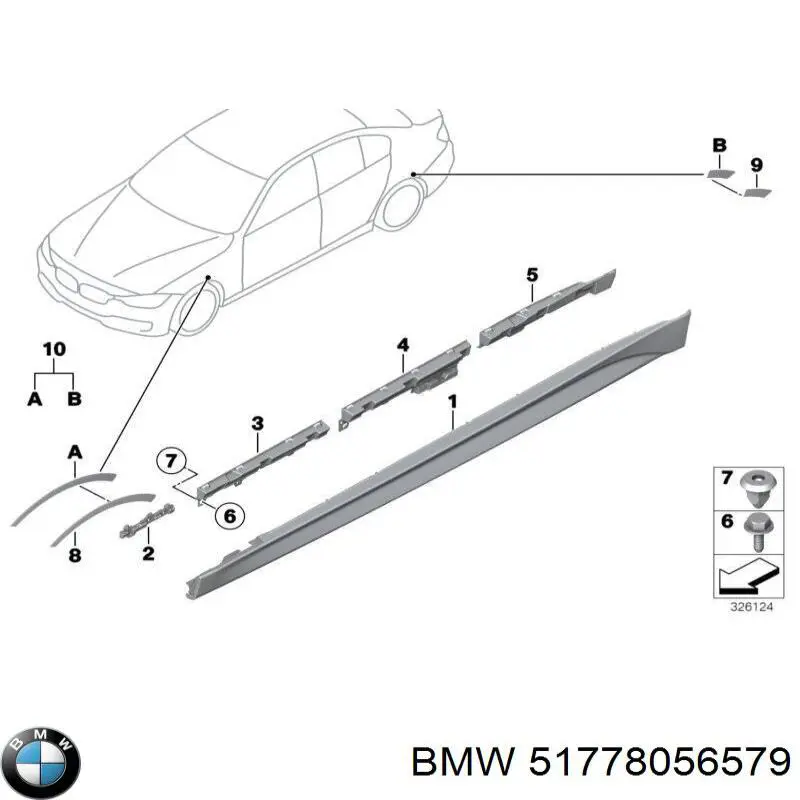 7035175 Autotechteile Накладка наружняя (молдинг) порога, левый