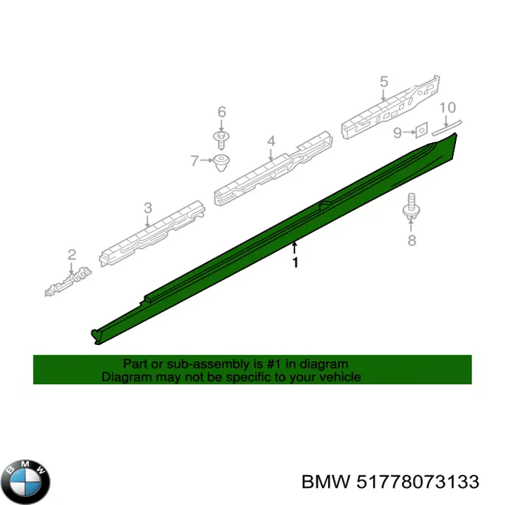 Накладка (молдинг) порога наружная левая на BMW 5 (G31) купить.