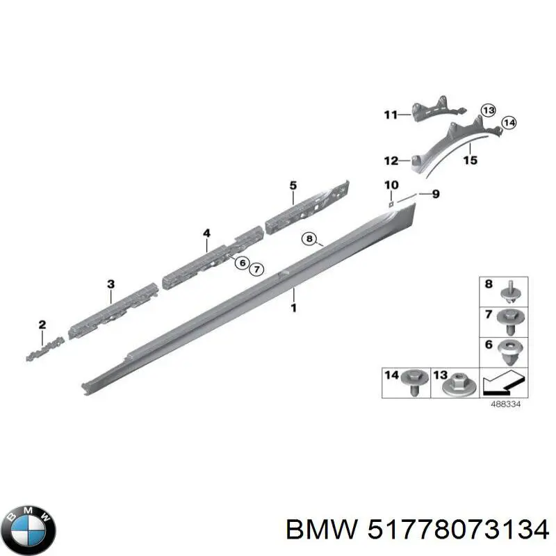 Накладка (молдинг) порога наружная правая на BMW 5 (G31) купить.