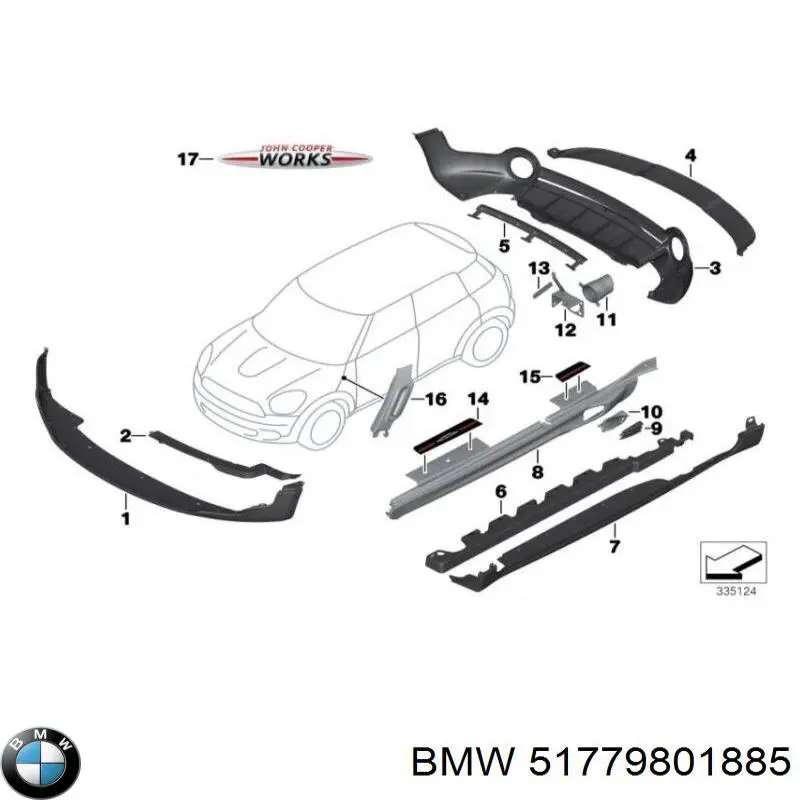 Купить 51779801885 BMW Молдинг задней арки крыла, левый