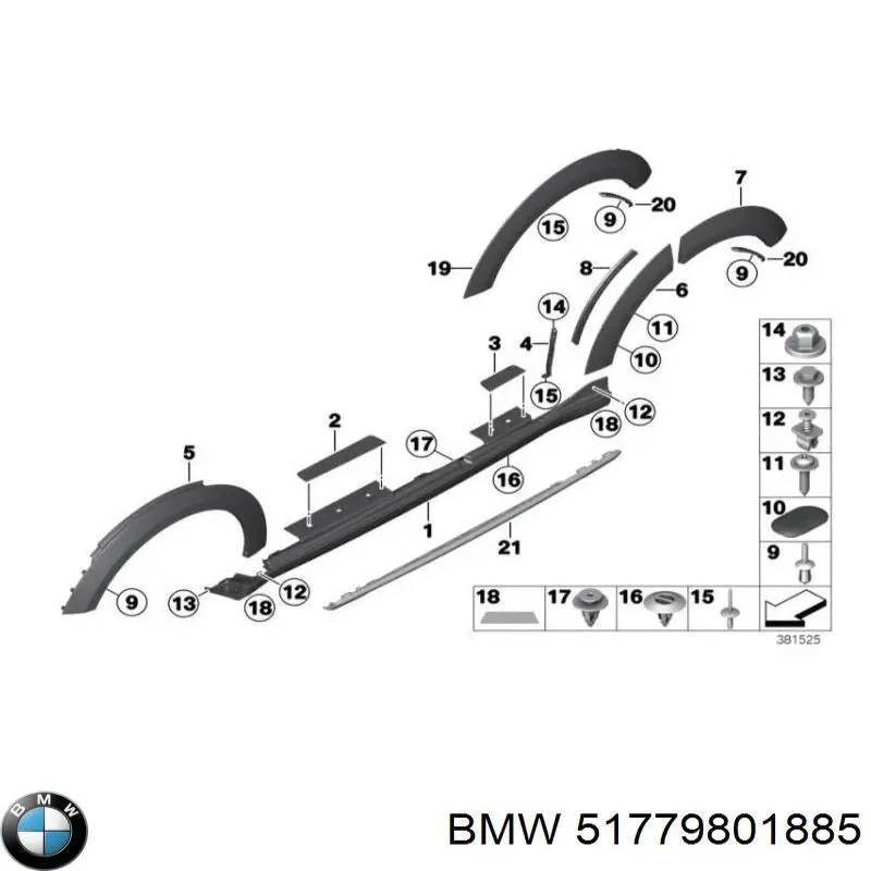 Молдинг арки колеса заднего, левый BMW 51779801885 цена, от 44.34 USD