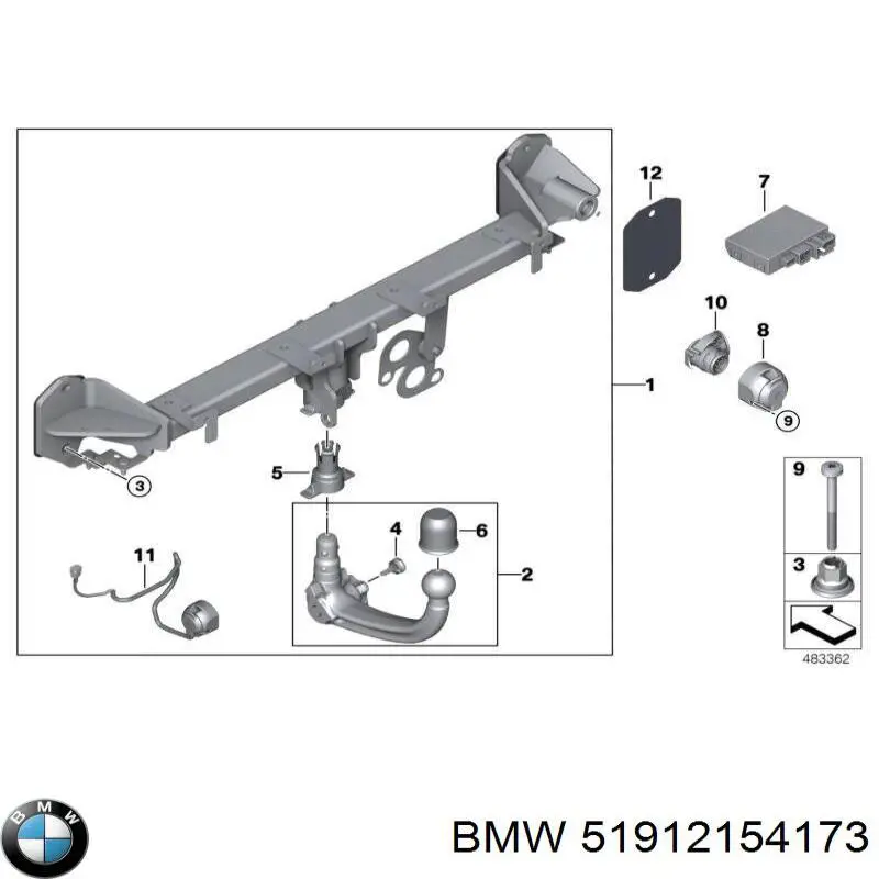 Купить 51912154173 BMW Накладка бампера заднего верхняя защитная (ступень-подножка)