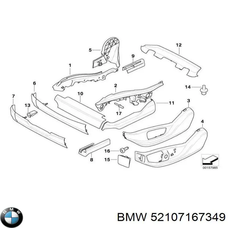 Ресничка (накладка) левой фары 52107167349 BMW