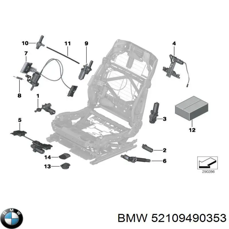 Купить 52109490353 BMW Электродвигатели (электродвигатель отопителя) или розетка прицепа штепсельная