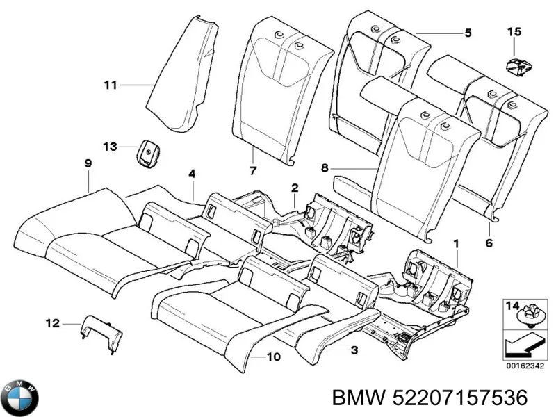 Пистон (клип) крепления подкрылка переднего крыла BMW 52207157536