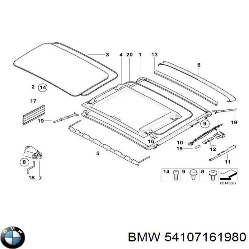 54107161980 BMW Стекло люка крыши